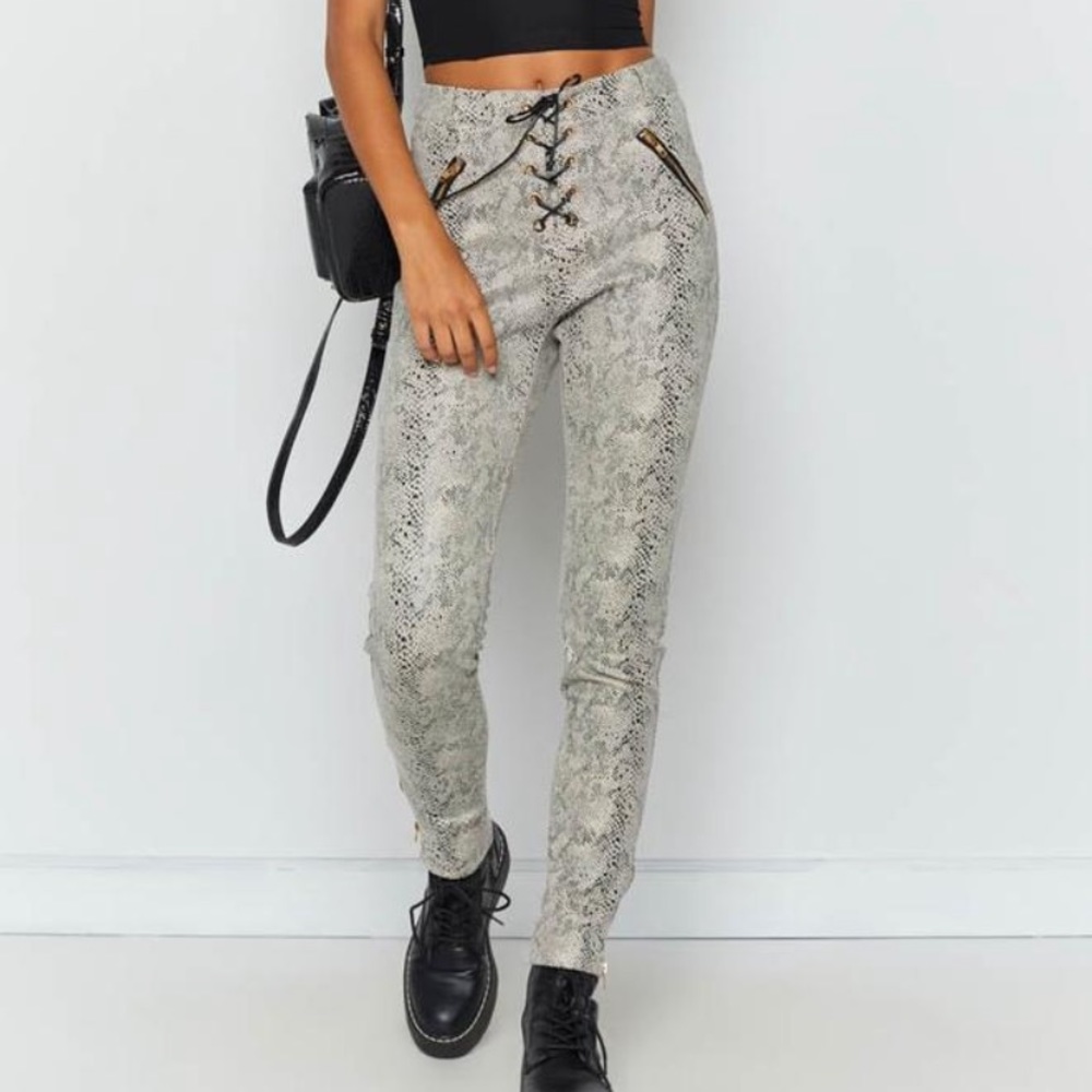 High waisted snake print pants